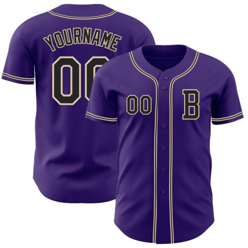 Purple0823_79799cf9-1132-443b-b4bc-ada806b4fbd1 Custom Purple Black-City Cream Authentic Baseball Jersey