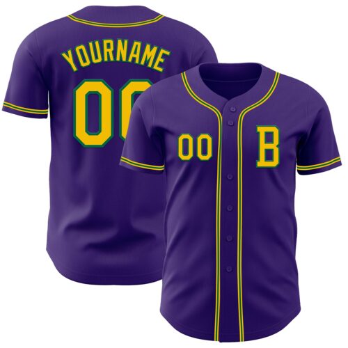 Purple0824_8b716ffa-8f4a-42fe-839e-e7a87427c436 Custom Purple Yellow-Kelly Green Authentic Baseball Jersey