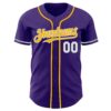 Custom Purple White Gray-Gold Authentic Baseball Jersey