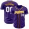 Custom Purple White Gray-Gold Authentic Baseball Jersey
