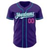 Custom Purple Teal Pink-White Authentic Baseball Jersey