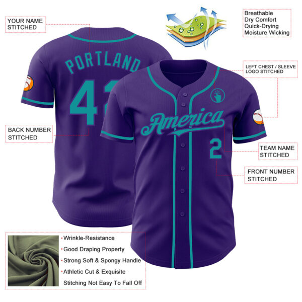 Custom Purple Teal Authentic Baseball Jersey