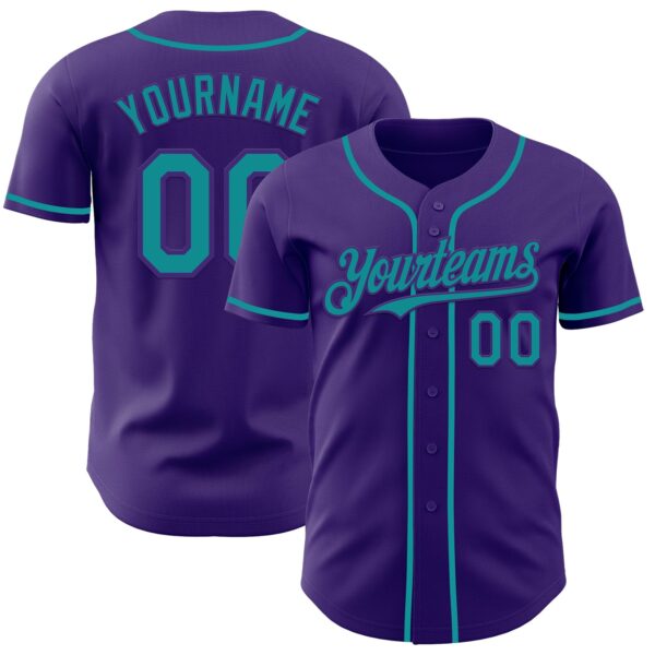 Custom Purple Teal Authentic Baseball Jersey