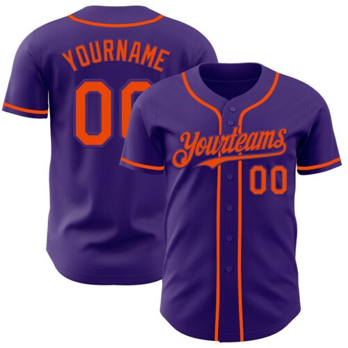Purple0851 Custom Purple Orange Authentic Baseball Jersey