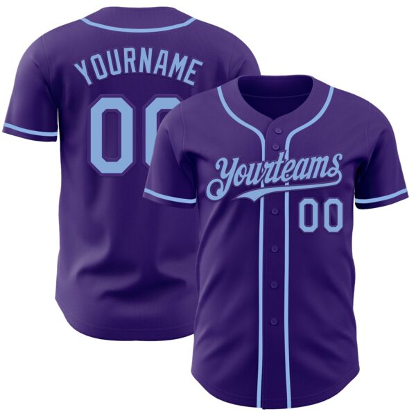 Custom Purple Light Blue Authentic Baseball Jersey