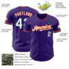 Custom Purple White Orange-Kelly Green Authentic Baseball Jersey