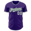 Custom Purple White Green-Gray Authentic Baseball Jersey