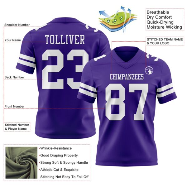 Custom Purple White Authentic Football Jersey