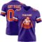 Purple0859-1 Custom Purple Orange-White Authentic Football Jersey