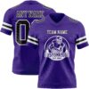 Custom Purple Black-White Authentic Football Jersey