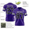 Custom Purple Black-White Authentic Football Jersey