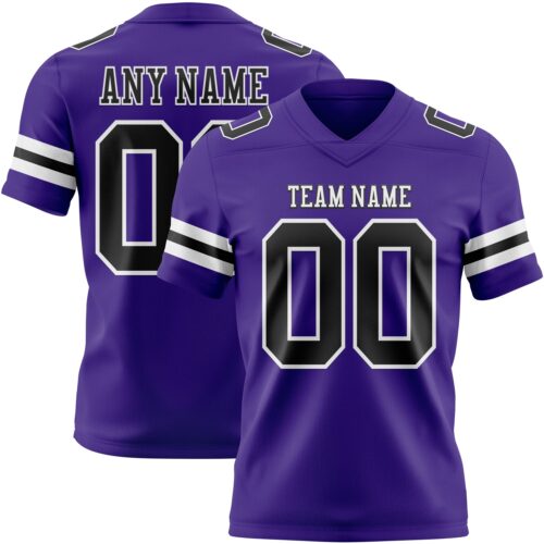 Purple0862 Custom Purple Black-White Authentic Football Jersey