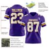 Custom Purple White-Gold Authentic Football Jersey