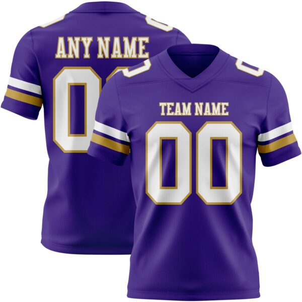 Custom Purple White-Old Gold Authentic Football Jersey