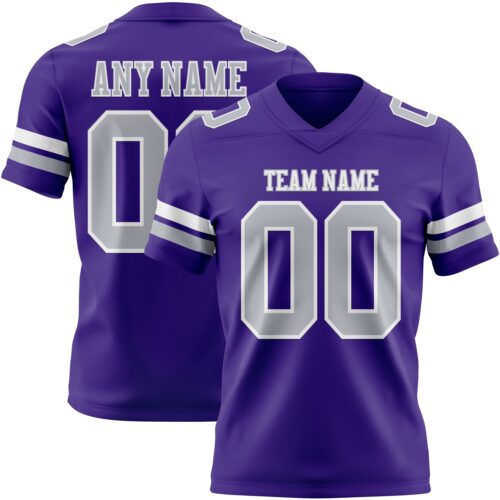 Custom Purple Gray-White Authentic Football Jersey