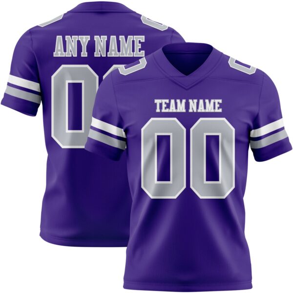 Custom Purple Gray-White Authentic Football Jersey