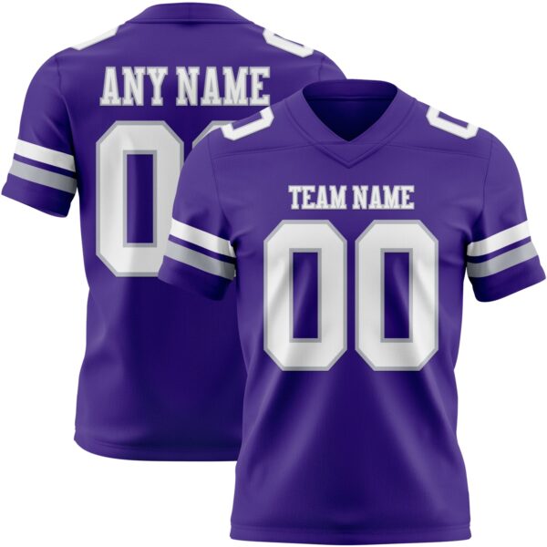 Custom Purple White-Gray Authentic Football Jersey