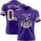 Purple0876-1 Custom Purple Cream Authentic Football Jersey