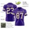 Purple0876-2 Custom Purple Cream Authentic Football Jersey