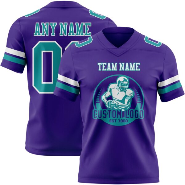 Custom Purple Teal-White Authentic Football Jersey