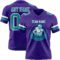 Purple0877-1 Custom Purple Teal-White Authentic Football Jersey