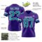 Purple0877-2 Custom Purple Teal-White Authentic Football Jersey