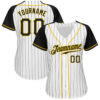 Custom White Black Pinstripe Black-Gold Authentic Raglan Sleeves Baseball Jersey