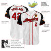 Custom White Black Pinstripe Red-Black Authentic Raglan Sleeves Baseball Jersey