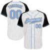 Custom White Black Pinstripe Light Blue-Black Authentic Raglan Sleeves Baseball Jersey