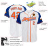 Custom White Royal Pinstripe Orange-Royal Authentic Raglan Sleeves Baseball Jersey