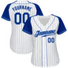 Custom White Royal Pinstripe Royal-Light Blue Authentic Raglan Sleeves Baseball Jersey