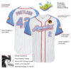 Custom White Light Blue Pinstripe Light Blue-Red Authentic Raglan Sleeves Baseball Jersey
