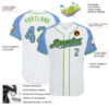 Custom White Light Blue Pinstripe Light Blue-Neon Green Authentic Raglan Sleeves Baseball Jersey