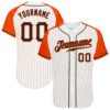 Custom White Orange Pinstripe Black-Orange Authentic Raglan Sleeves Baseball Jersey
