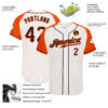 Custom White Orange Pinstripe Black-Orange Authentic Raglan Sleeves Baseball Jersey