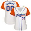 Custom White Orange Pinstripe Royal-Orange Authentic Raglan Sleeves Baseball Jersey