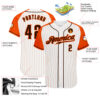 Custom White Orange Pinstripe Brown-Orange Authentic Raglan Sleeves Baseball Jersey