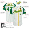 Custom White Kelly Green Pinstripe Kelly Green-Gold Authentic Raglan Sleeves Baseball Jersey