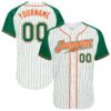Custom White Kelly Green Pinstripe Kelly Green-Orange Authentic Raglan Sleeves Baseball Jersey