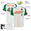 Custom White Kelly Green Pinstripe Kelly Green-Orange Authentic Raglan Sleeves Baseball Jersey