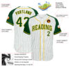 Custom White Green Pinstripe Green-Gold Authentic Raglan Sleeves Baseball Jersey