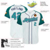 Custom White Aqua Pinstripe Aqua-Navy Authentic Raglan Sleeves Baseball Jersey