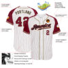 Custom White Crimson Pinstripe Crimson-Cream Authentic Raglan Sleeves Baseball Jersey