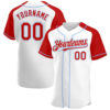Custom White Red-Light Blue Authentic Raglan Sleeves Baseball Jersey