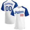 Custom White Royal-Red Authentic Raglan Sleeves Baseball Jersey