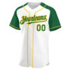 Custom White Kelly Green-Gold Authentic Raglan Sleeves Baseball Jersey