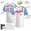 Custom White Light Blue-Red Authentic Raglan Sleeves Baseball Jersey