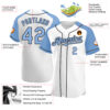 Custom White Light Blue-Black Authentic Raglan Sleeves Baseball Jersey