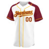 Custom White Crimson-Gold Authentic Raglan Sleeves Baseball Jersey