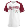 Custom White Crimson-Gray Authentic Raglan Sleeves Baseball Jersey